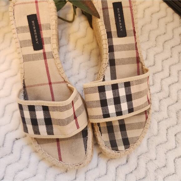 BURBERRY NOVACHECK PLAID CANVAS JUTE ESPADRILLES SIZE 37 6.5/7 - Picture 3 of 10